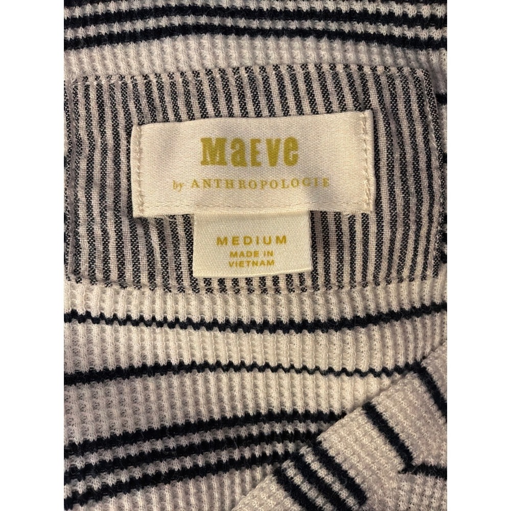 Maeve by Anthropologie Medium Striped Waffle Knit Peplum Top Soft Casual Boho - Picture 4 of 9